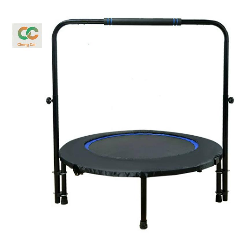 Fitness trampoline with adjustbale handbar for excercise home jumper